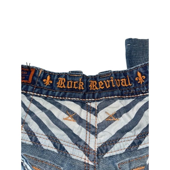 Rock Revival Mens Troy Jeans Relaxed Straight Sz 38 Hem Inseam 27” Distress FLAW - Picture 5 of 9